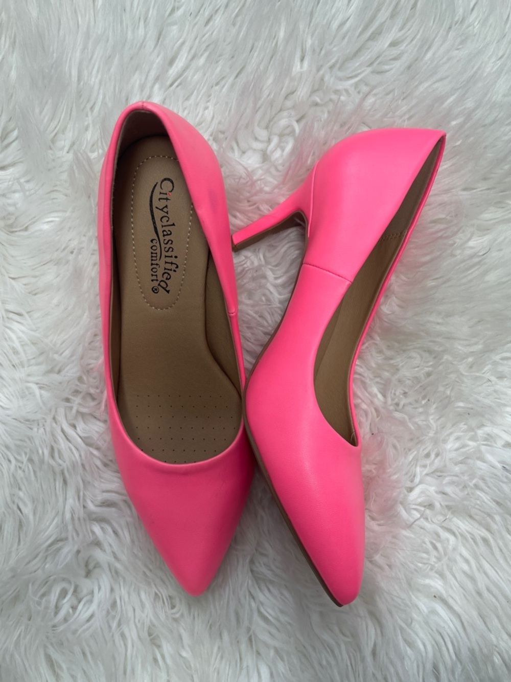 Cityclassified Neon Pink Pointed-Toe Stiletto Heels